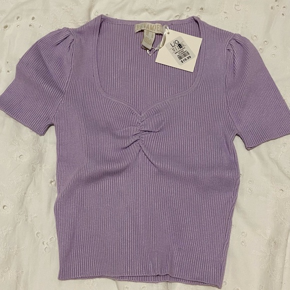 Knit Short Sleeve Crop Top (Size L) - Picture 1 of 2